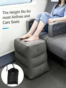 3-Layer Inflatable Travel Footrest Pillow, Adjustable Height Inflatable Travel Leg Support Pillow Suitable For Airplane, Car, Bus, Train, Office, Camping And Long-Distance Flight Sleep, Foldable Multi-Functional - Multicolor - View 1