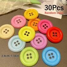 5/10/15/20/30入 3.4cm/4.8cm/6.3cm 彩色樹脂大號手工DIY鈕扣，隨機配色，適用於DIY衣物裝飾、DIY婚禮手工藝禮品派對大鈕扣，時尚毛衣大衣裝飾鈕扣，經典四孔圓形百搭鈕扣，手工縫製配件，DIY衣物用品 - 彩色 - 查看 28