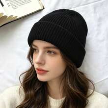 1Pc Seamless Integrated Soft Warm Knit Slouchy Beanie For Women, Dual-Purpose Stylish Hat For Autumn Winter Daily Outings And Casual Outdoor Wear - Multicolor - View 8