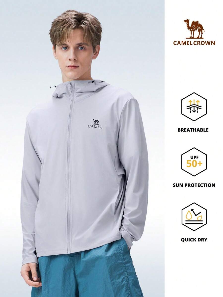 CAMEL CROWN 男士防晒夹克,夏季防紫外线轻便透气皮革外套 - 太空灰 - 查看 1
