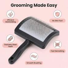1pc Pet Grooming Comb For Dogs And Cats, Fast Deshedding Comb To Remove Loose Hair And Tangled Fur, Removes Floating Hair - Multicolor - View 6