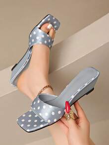 2026 Spring/Summer New Women's Faux Leather Mule Style Wedge Heel Open Back Sandals - Blue - View 2