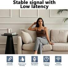 Wireless Lavalier Microphone Compatible With Iphone And Android Phone, Mini Microphone With Noise Reduction, Auto Pairing And Mute & Reverb For Vlogging, Video Recording- Plug & Play, Battery Capacity: (Receiver: 140mAh, Microphone: 160mAh) - Multicolor - View 12