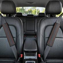 2件組 PU皮革壓紋汽車肩帶套，安全帶裝飾，汽車內飾配件，四季適用 - A - 查看 4