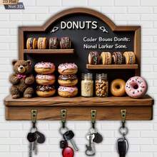 Wall-Mounted Key Rack With Shelf And Hooks, Mail Organizer, Round Design Entryway Key Holder, Rustic Home Decor - 1 Pack - View 10