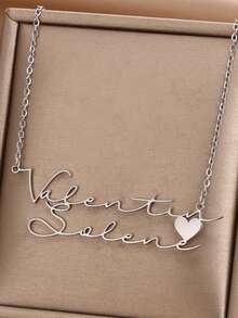 1 pièce Collier cœur style minimaliste, collier pendentif cœur en acier inoxydable doré personnalisé avec noms en haut et en bas, collier de couple romantique personnalisé à la mode avec surnom, collier de sœur, bijoux pour femmes, cadeau de la Saint-Valentin pour épouse et fille, cadeau de vacances, cadeau de saison de remise des diplômes, bijoux personnalisés - Multicolore - Voir 7