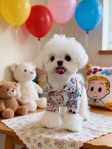 Pet Cartoon Colorful Pattern INS Style Home Wear Pet Pajamas Japanese Style Cute Casual Breathable - Baby Blue - View 2