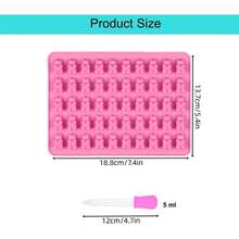 2pcs Soft Gummy Bear Silicone Molds, Non-Stick Chocolate Candy Molds, Includes 2 Droppers (Pink) - Multicolor - View 2