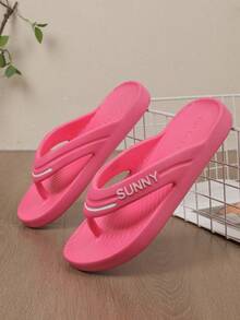 夏季休閒度假新款舒適夾趾海灘人字拖涼鞋 - 粉色 - 查看 6