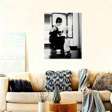 Cuadro decorativo 1 Pieza de Arte en Lienzo  y Gato Blanco y - Póster Contemporáneo 18"x12", Decoración Clásica de  para Sala, Dormitorio o Pasillo - Idea de Regalo Navideño Atemporal, Arte Cinematográfico, Estilo Elegante, Diseño Plano 2D, Ideal para Decorar Habitac - Cuadros decorativos con marco - Ver 2