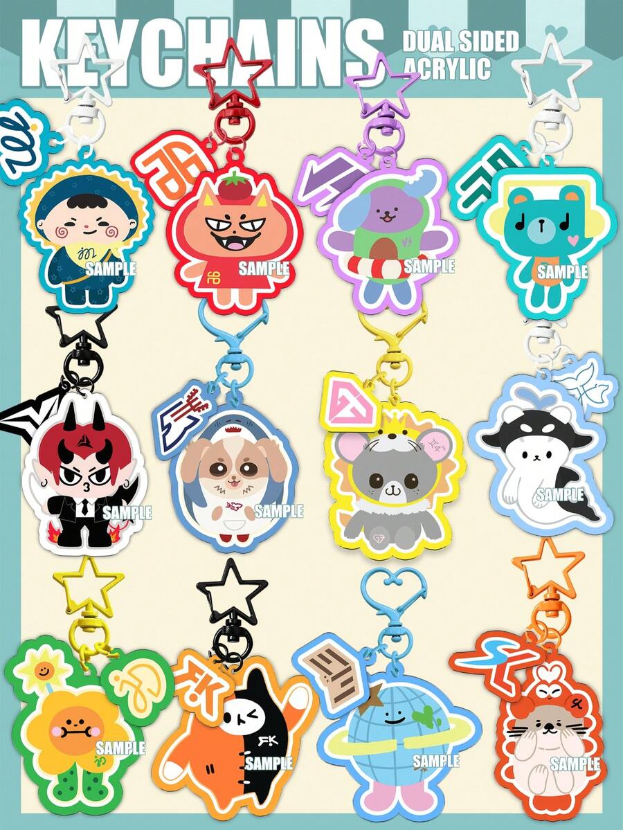 Thai BL Keychain, GMMTV KEYCHAIN, Characters GeminiFourth, PondPhuwin, EarthMix, FirstKhaotung, Thai Series, Thai Idol Derivative Merchandise, Double-Sided Plastic Protective Film, Can Be Hung On Bags, Keys, Car Keys, Suitable As Gifts For Family And Friends - TVBL - View 1