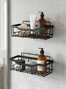 Multipurpose Bathroom Storage Rack Combo,Punch-Free Installation Shower Caddy Kit,Open Drainage Design Keep Toiletries Dry,Space Saving Organizer For Restroom&Kitchen Counter,Assorted Size Organizer For Shampoo,Toothbrush,Soap,Sponge&Bathroom Supplies - Multicolor - View 8