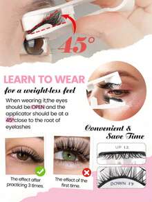 Waloshow 1 Box Natural Magnetic False Eyelashes With Magnetic Eyelash Curler, Glue-Free Easy To Wear, Suitable For Extending Eye Corners, Perfect For Women's Daily Makeup - Black - View 7