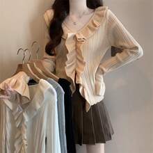 Women Knit Tops - Apricot - View 3