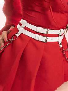1pc Women's Sexy White Gothic Belt Chain Decor Punk Style Suitable For Daily Wear Holiday Party Outfit Matching - White - View 4