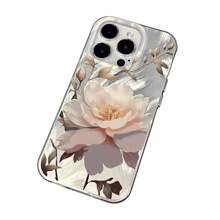 2026 Funda Efecto Plumas con Flor Nocturna, Diseño Floral Elegante, Compatible con iPhone13/14/15ProMax - transparente - Ver 7