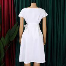 Soleil Women's 2026 New Style Elegant Commute V-Neck Tie Plus Size Dress - White - View 2