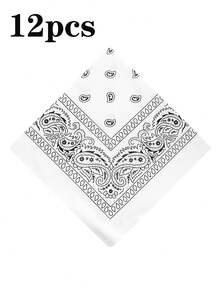 12pcs Fashion Paisley Pattern Square Handkerchiefs Unisex Versatile Accessories DIY Headscarf Hair Tie Scarf All Seasons - Multicolor - View 15