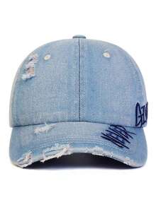 1 buah Topi Baseball Sobek Lusuh, Bordir Huruf NEVER GIVE UP, Topi Ayah Lembut, Gaya Hip Hop Streetwear, Topi Pelindung Matahari yang Dapat Diatur, Unisex - A - View 2