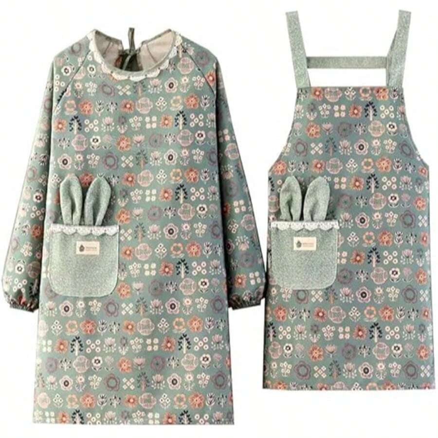 Canvas Apron + Protective Apron, Robust And Breathable, Suitable For Kitchen Use. - 綠色 - 查看 1