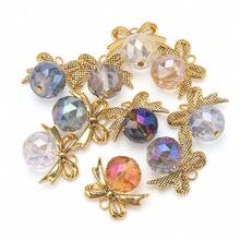16mm Glass Triangular Faceted Round Beads With Alloy Bowknot DIY Pendant Loose Beads Necklace Earring Accessories For Keychain Bag Phone Car Hanging Decor - 16mm Triangular Facet + Bow Pendant - View 8