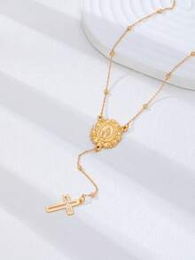 1/5pcs Multi-Layer Cross Y-Shaped Pendant Multicolor Virgin Mary Cross Pendant Multi-Layer Chain Women's Bohemian Style Jewelry Necklace (Rhinestone Color Random) - Multicolor - View 14