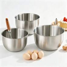 Mangkuk Pengaduk Stainless Steel Bertingkat, Mangkuk Pengaduk Kue, Peralatan Dapur Bulat Tahan Karat, Cocok untuk Memasak, Memanggang, Menyiapkan, dan Membersihkan. Sempurna untuk Penggunaan di Rumah, Juga Bagus untuk Dekorasi Halloween dan Natal. - View 3