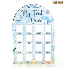 2D Flat First Year Photo Wall, Commemorative Photo Frame, Floral Decorated Wooden Frame, Suitable For Baby Birth To One Year Old Photos, Decoration. No Electricity Required - A - View 12