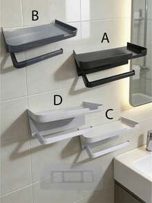 1/2/3pcs No-Drill Toilet Paper Holder With Storage Shelf - Durable/Easy Installation/Double Layer Storage/Smooth Pull, Suitable For Homeowners/Tenants, Bathroom/Kitchen, Summer, Housewarming, Minimalist (Toilet Paper Holder/Bathroom Storage Rack/Storage Shelf/Storage/Easy Installation/Durable)/School Use/Learning Supplies/Kitchen Utensils/School/Room Decor - Simple Frame - View 3