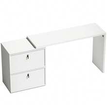 Computer Desk, Drawers, MDF, For Home Office, Study Room And Workstation, White, 163 X 39 X 75 Cm - White - View 11