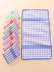 1 pieza/12 piezas Paño de cocina/Estropajo estampado a cuadros moderno, Toalla de cocina, Microfibra ultrasuave, Alta absorción, Color dopamina, Tecnología de impresión 3D, Colores vibrantes, Lavable y duradero, Adecuado para cocina, sala de té, sala de estar - Multicolor - Ver 9