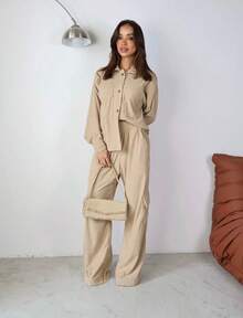 Women's Chic Velvet Winter Set - Champagne - View 1