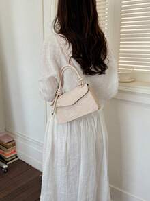 New Versatile Retro Small Square Bag Niche Design Textured Crossbody Small Bag Handheld Minimalist Shoulder Bag For Women - Pink - View 3