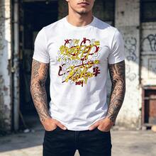 Graphic Design With Colorful Letters And Symbols Including Words Like Freedom King And Numbers. Slim-Fit Urban And Casual Men's T-Shirt. - 白色 - 查看 2