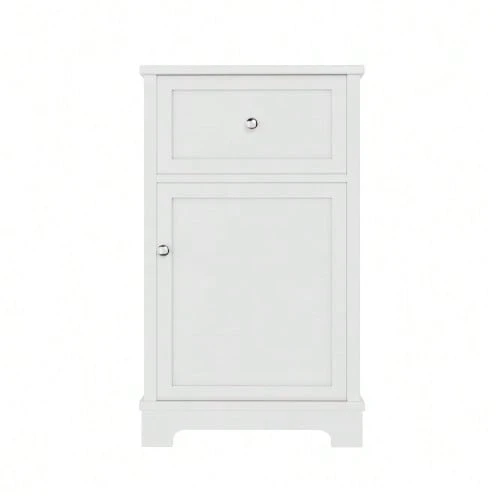 Mobile bagno in MDF, 51 x 46 x 87 cm, completamente laccato, con cassetto scorrevole e ripiani regolabili, ripiani  , gambe alte, lavabo integrato, bianco - Bianco - Visualizzare 1