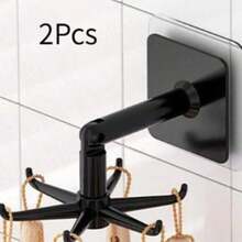 1 pieza Gancho giratorio para baño, Gancho multifuncional de 6 garras, Estante de almacenamiento multifuncional, Gabinete de plástico sin perforación, Estante de almacenamiento de utensilios de cocina retráctil, Función de instalación fácil, Estante de almacenamiento de cocina, Estante de utensilios de cocina, Accesorios de cocina, Suministros de almacenamiento de cucharas de cocina, Estante de almacenamiento, Regalo del Día de la Madre - Multicolor - Ver 16