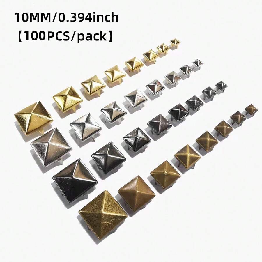 100 remaches de 10 mm, adecuados para ropa, manualidades, remaches metálicos estilo punk, se pueden usar para chaquetas de cuero, bolsos, collares para perros, etc. - multicolor - Ver 1