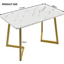 Rectangular Dining Table And Chairs Set Of 117 Cm With 4 Chairs, Modern Style, Black Velvet Chairs, Gold Table Legs. - 金色 - 查看 8