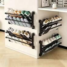 New Space Saving Wall Mounted Shoe Rack - Sturdy Multi-Layer Design For Shoes And Slippers, No Drilling Required,Hesive Installation, Bathroom And Entrance Storage Organizer, Shoe Storage, No Drill Installation, Modern Aesthetic, Solid Structure - Multicolor - View 5