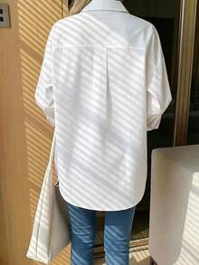 Women's Solid Color Single-Breasted Casual Versatile Daily Wear Shirt - White - View 3