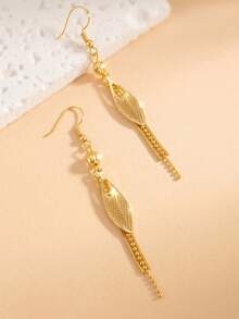 2pcs Fashionable Personalized Tassel Pendant Earrings, Suitable For Women's Daily Wear, Gift - Gold - View 6
