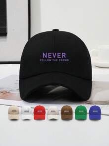 1pc Letter Print Baseball Cap, Classic Casual Fashion Vintage Style, Soft Sweat-Absorbing Band, Adjustable Size, Lightweight Sun Protection, Versatile Retro Dad Hat, Suitable For Outdoor Sports, Daily Wear, Gatherings And Vacations, Unisex, Perfect Gift For Family And Friends - A - View 2