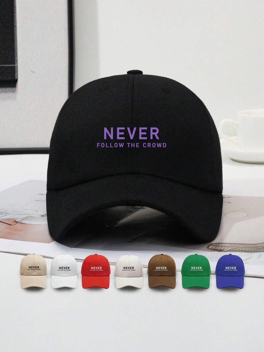 1pc Letter Print Baseball Cap, Classic Casual Fashion Vintage Style, Soft Sweat-Absorbing Band, Adjustable Size, Lightweight Sun Protection, Versatile Retro Dad Hat, Suitable For Outdoor Sports, Daily Wear, Gatherings And Vacations, Unisex, Perfect Gift For Family And Friends