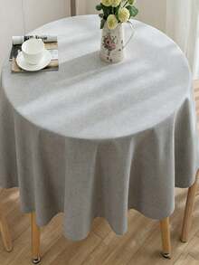 1pc Round Polyester Tablecloth For Dining Table, Coffee Table, Tabletop Decoration, Suitable For Wedding Banquet, Birthday Party, Home Decor, Outdoor - Grey - View 12