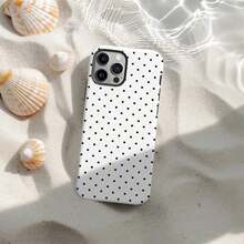 Una elegante funda para teléfono que no incluye cordón ni soporte Soft & Cute White Polka Phone, Y2K Style, Compatible With 17/16/15/14/13/12/11 Pro - Estilo 1 (1 unidad) - Ver 1