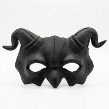 1個 半臉牛角面具，萬聖節角色扮演面具，嘉年華PU泡棉惡魔面具 - 多色 - 查看 8