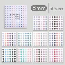 50 piezas Pegatinas de puntos degradados Morandi, 4/6/8mm Pegatinas de puntos de color macaron para Bullet Journal, adecuadas para Scrapbook, Planificador, Sobre, Decoración de tarjetas - 50 hojas - Ver 14