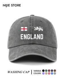 1PC England Pattern Design Printed Baseball Cap, Washed Vintage Baseball Cap Sun Protection Hat, Fashion Sun Hat, Unisex Adjustable Size Vintage Washed Baseball Cap, Vacation Essential Suitable For Daily Outings, Travel, Outdoor Sports And Other Scenes, Creative Gift For Friends And Family. - A - View 5