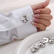 Shiny 1/2/4PCS Rhinestone Butterfly Snap Buttons, No Sew Decorative Clasp Buttons For Shirt Dress Anti-Gap Collar - A+B - View 3
