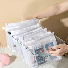 9pcs Large Capacity Office Storage Bag Set - Nylon Zipper Mesh Bags, Office Document & Stationery Storage Bags, Multi-Functional Home Storage Bags, Portable Storage Bags, Internal Items Not Included,Bedroom Room Decor,Back To School - View 2
